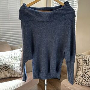 White House Black Market Navy Off-Shoulder Sweater